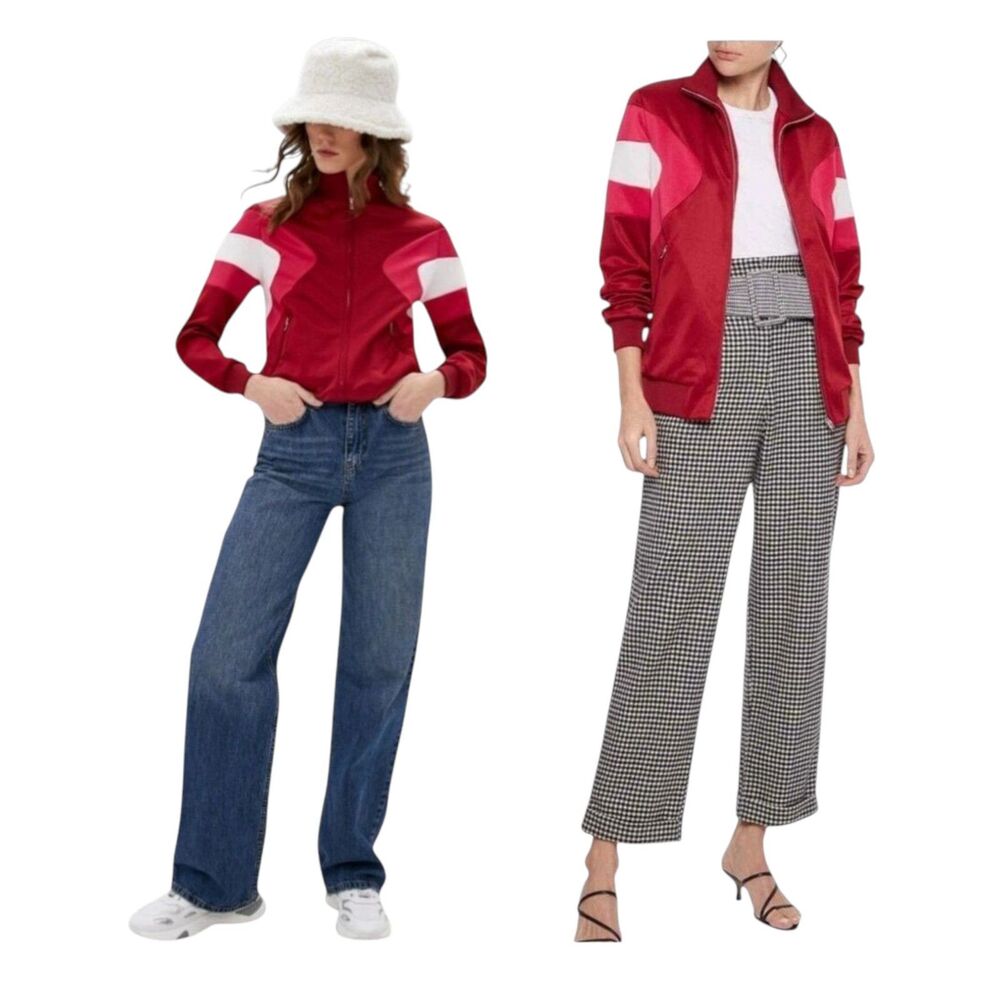 Maje Winx Saga Colorblock Track Jacket Red White Full Zip Size L